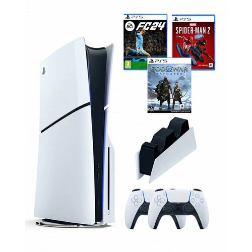 Sony Playstation 5 slim 1 Tb2-ой геймпадбелыйзарядноеGod of WarSpider Man2FC24 9305000₽
