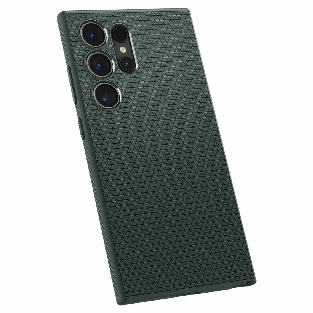 Чехол Spigen на Samsung Galaxy S24 Ultra (ACS07288) Liquid Air / Спиген чехол для Галакси С24 Ультра накладка, противоударный, с защитой камеры, зеленый — фото 1