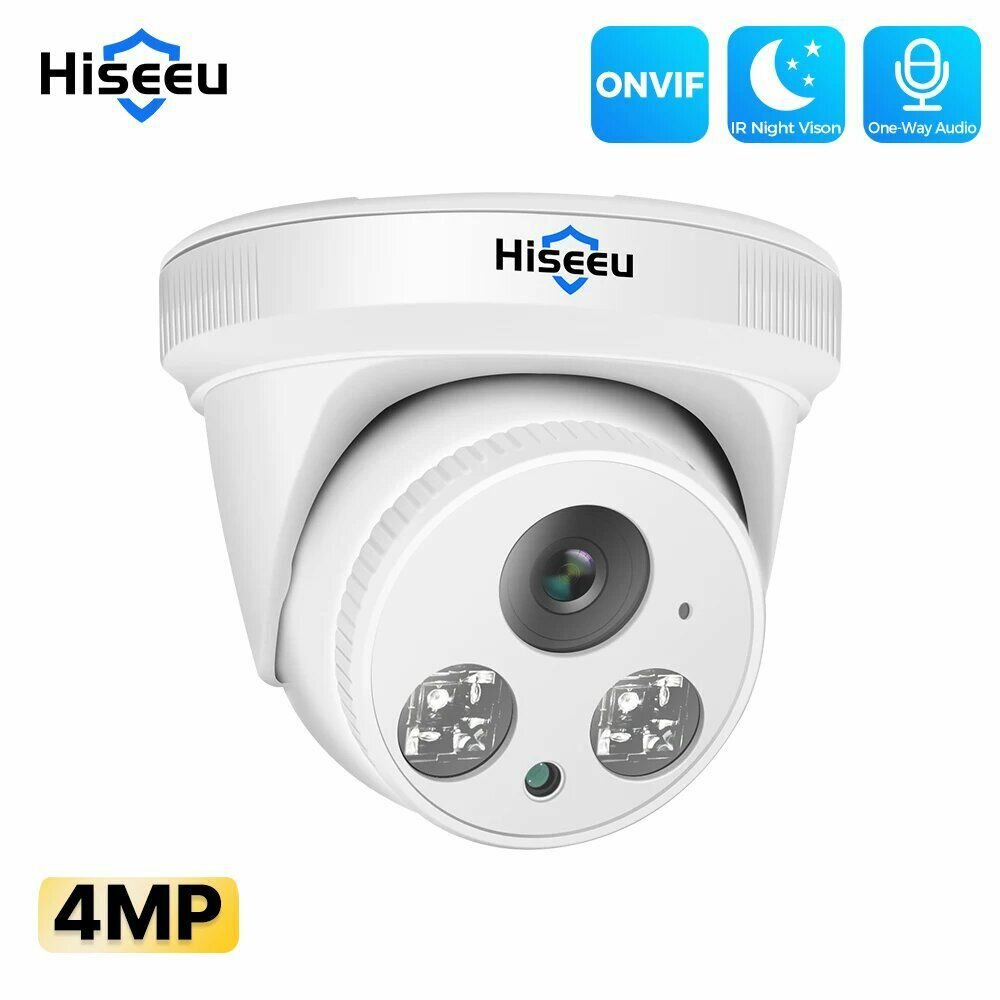 Купольная IP камера видеонаблюдения Hiseeu НС613-P, 4 Мп (XM), POE, микрофон