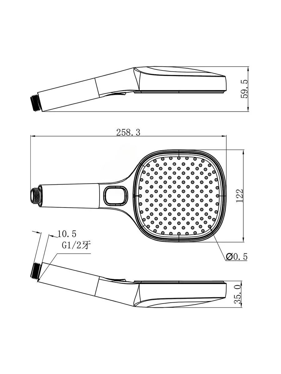 Душевая лейка Raglo R450.51.06, черная, ABS-пластик, 3 режима — фото 1