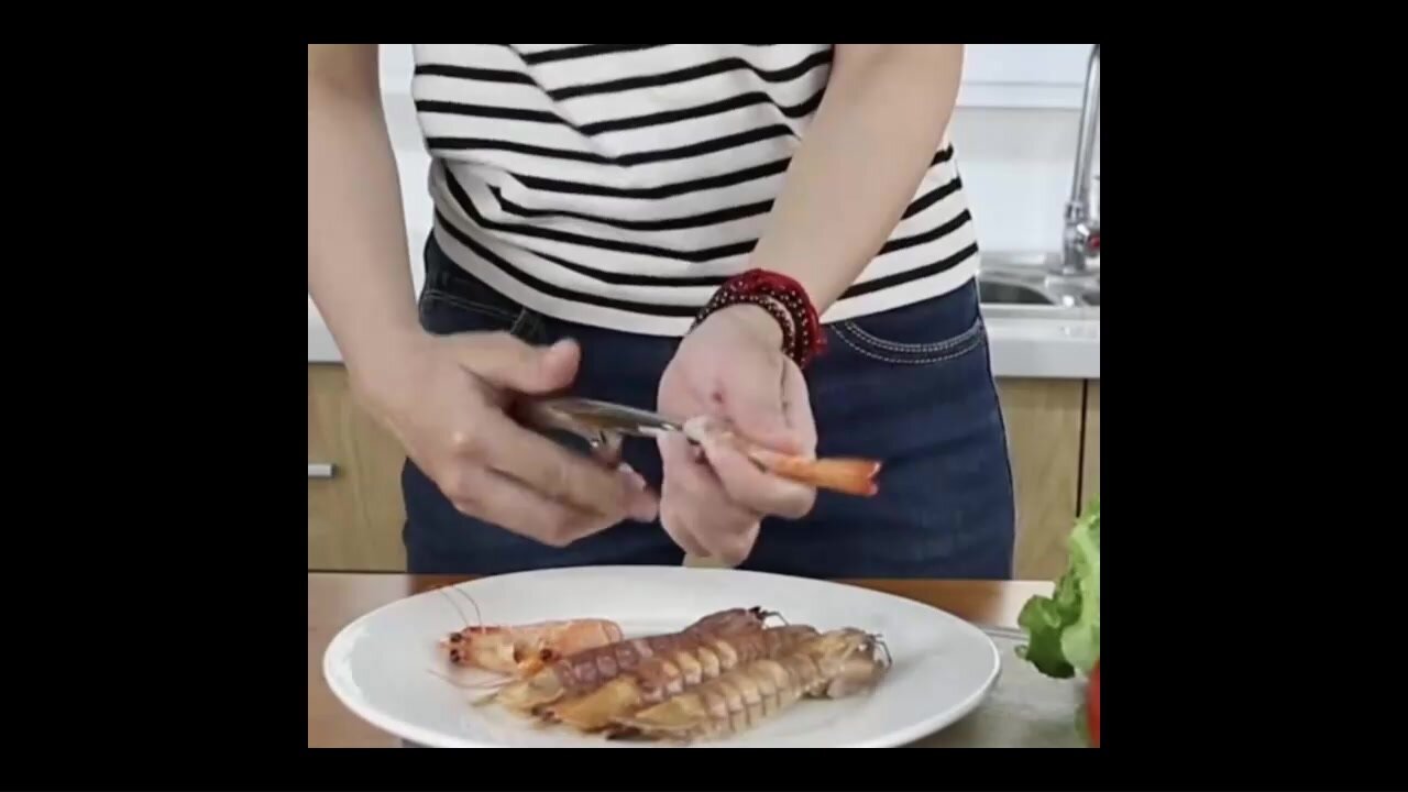 Нож S&T R456 для легкой и аккуратной чистки креветок из нержавеющей стали, легко и быстро отделите мясо от панциря. — фото 1