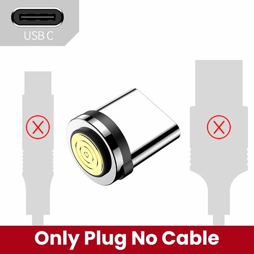 Магнитный кабель Elough с поворотом на 540 градусов для iPhone 13, 12, 11, Xiaomi 3A, зарядное устройство для быстрой зарядки, кабель Micro USB Type-C, USB C, шнур для передачи данных, провод, Only Plug No Cable, 1 м