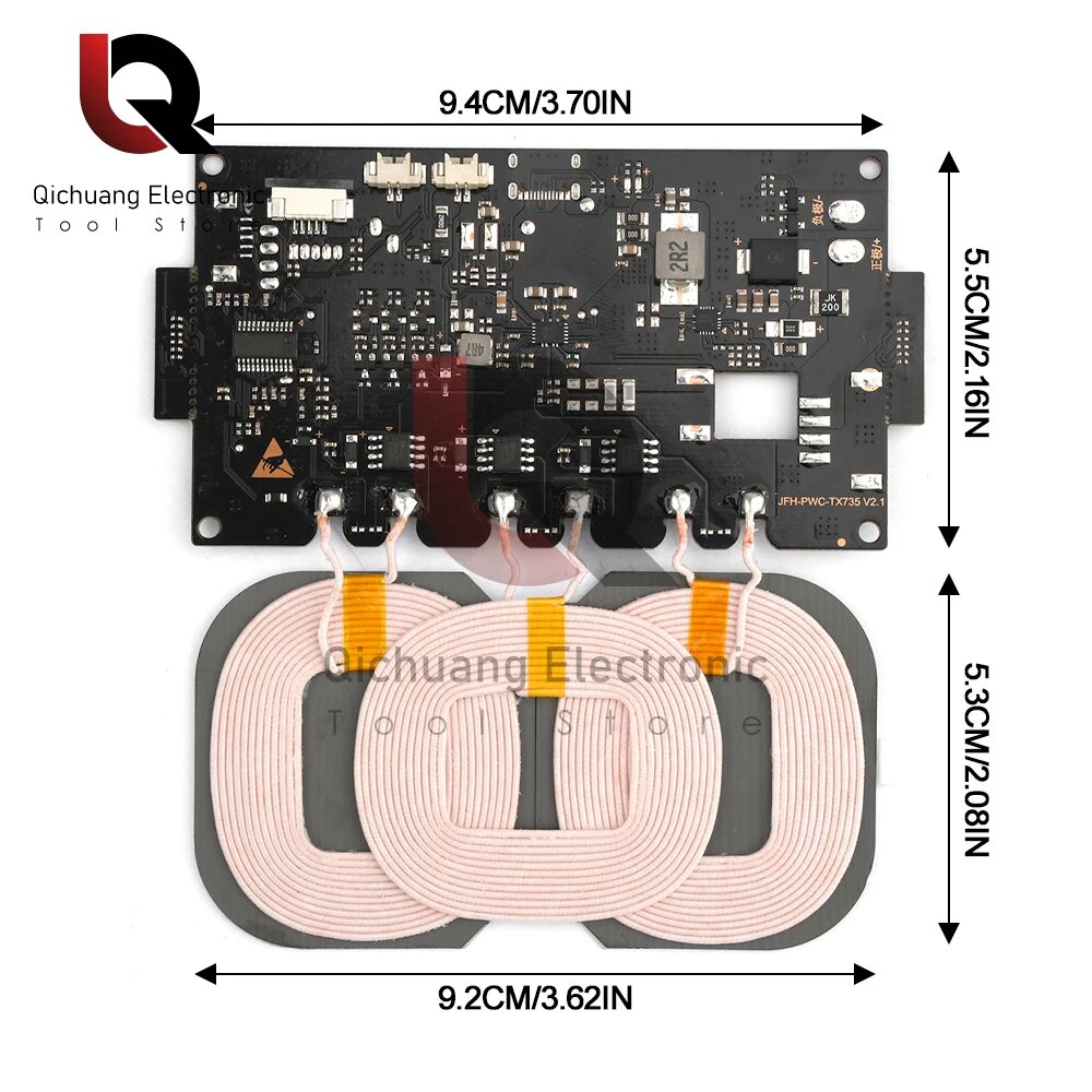 20 Вт Type-C для беспроводного зарядного устройства Qi модуль передатчика печатная плата с 3 катушками 5 В 9 В 12 В для автомобильного наружного источника питания своими руками 20W TX735