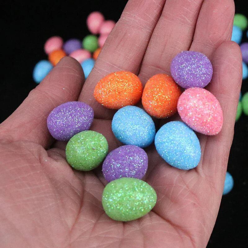 Блестящие пасхальные яйца из пластика 80 шт, 80Pcs