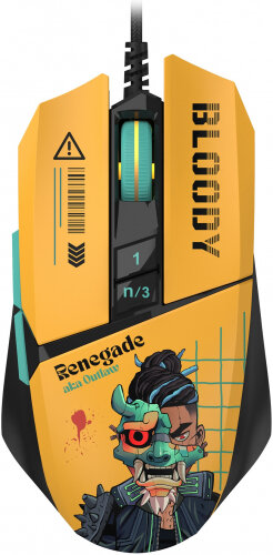 Мышь A4TECH Bloody W63 Max Renegade проводная желтый/рисунок