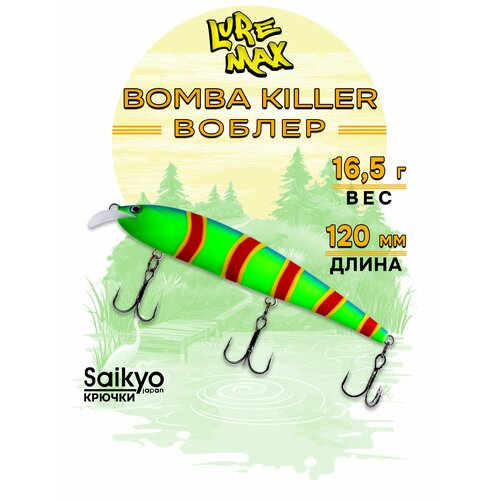Воблеры для рыбалки LureMax BOMBA KILLER 120FDR-087 16,5 г, воблер на щуку