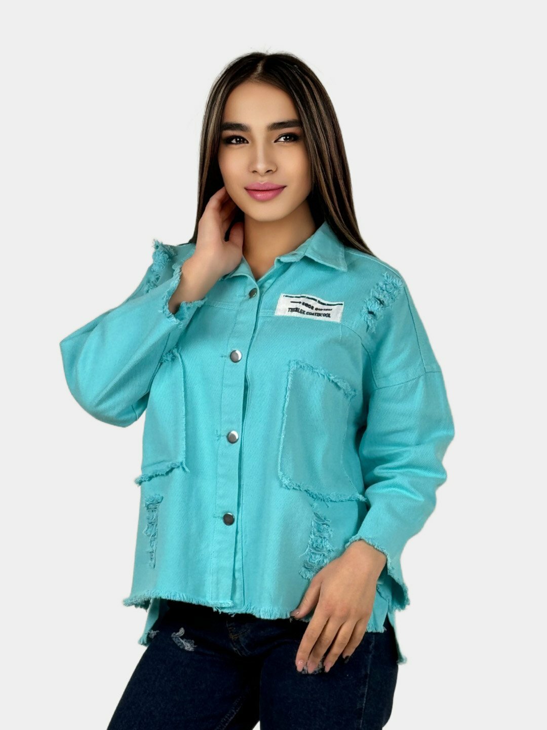 Куртка джинсовая , размер One Size, голубой, — фото 1