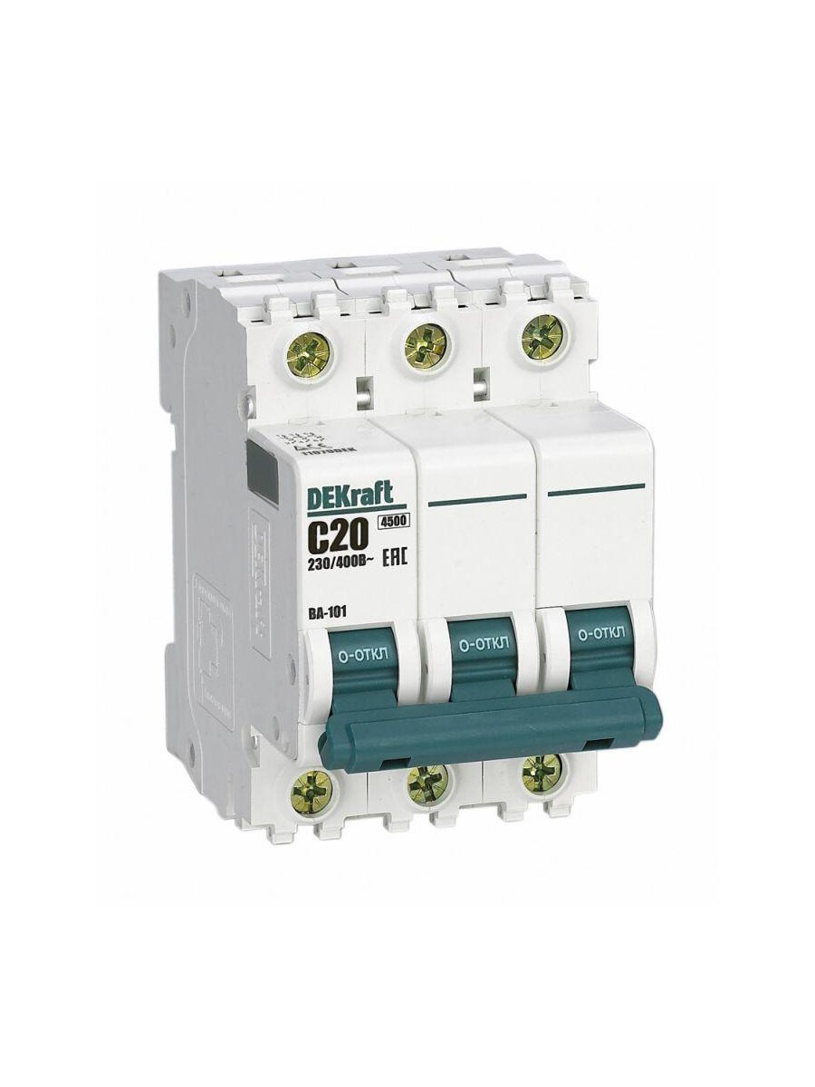 Автоматический выключатель 3Р 20А серии ВА-101 DEKraft 3/20