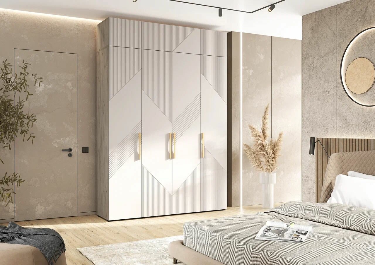 Шкаф Ирис 4-х ств. с антресолью 180 см. Кашемир