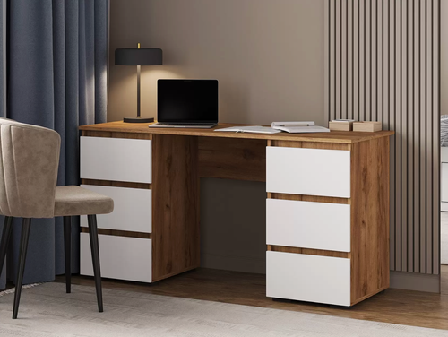 Изображение товара Хелен ПС 02 Письменный стол (1,420х0,730х0,500), белый/дуб крафт золото