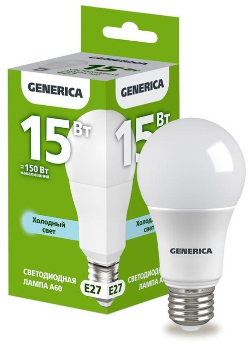Упаковка светодиодных ламп 40 шт. Generica A60-15, E27, A60, 15 Вт, 6500 К