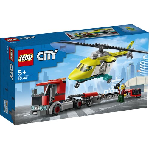 Конструктор LEGO City Great Vehicles 60343 Грузовик для спасательного вертолёта, 215 дет. конструктор lego city 60049 перевозчик вертолёта 382 дет
