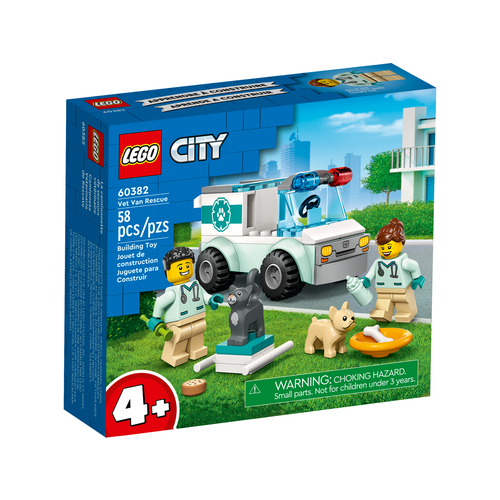 конструктор lego city 60353 wild animal rescue missions 246 дет Конструктор LEGO City 60382 Vet Van Rescue, 58 дет.