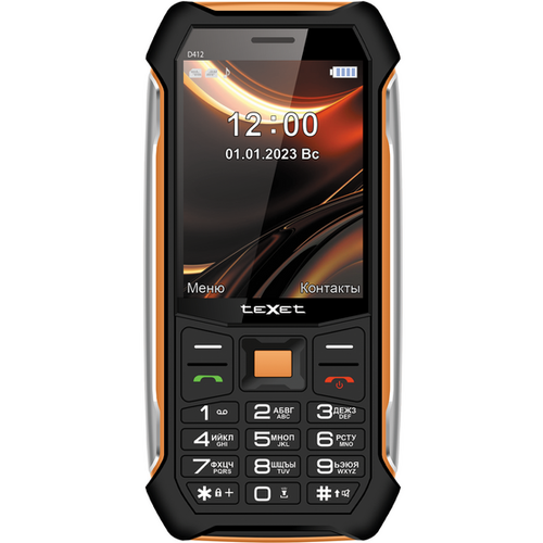 Телефон teXet TM-D412, 2 SIM, черный/оранжевый мобильный телефон texet тм d412 black orange 2 sim