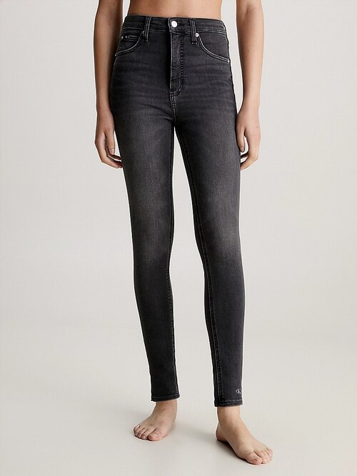 Джинсы скинни  CALVIN KLEIN High Rise Super Skinny Ankle Jeans, размер 32, черный