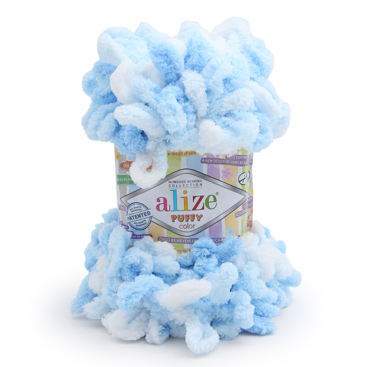 Пряжа для вязания ALIZE 'Puffy Color', 100г, 9м (100% микрополиэстер) (5865 секционный), 5 мотков