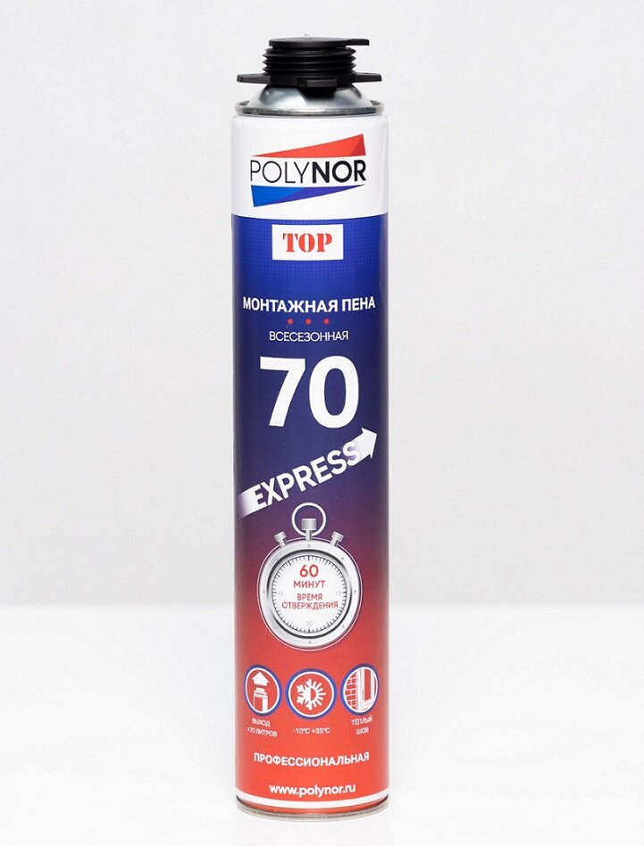 фото Пена монтажная polynor top 70 express foam профессиональная всесезонная