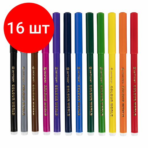 Комплект 16 шт, Фломастеры 12 цветов CENTROPEN Colour World, круглые, смываемые, 7550/12TP, 7 7550 1284