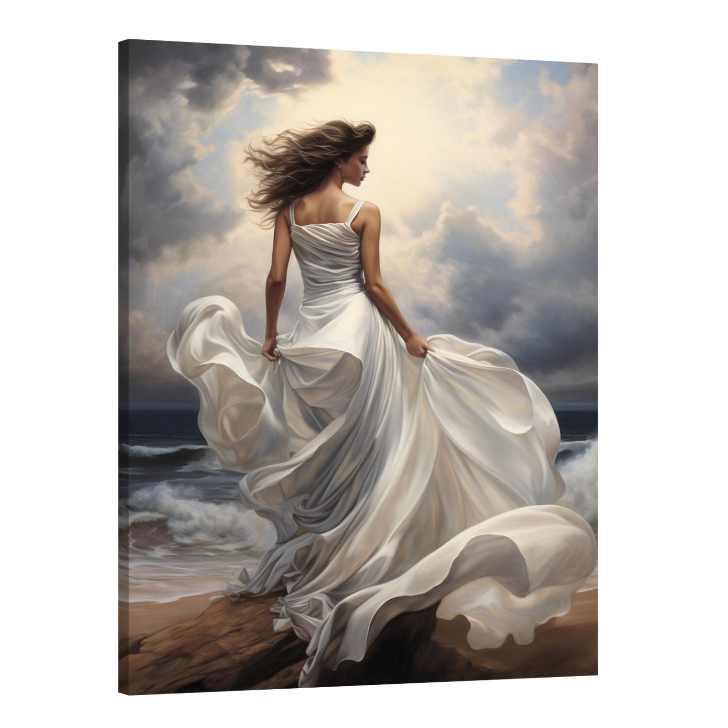 Интерьерная картина 50х70 "Женщина в белом платье"