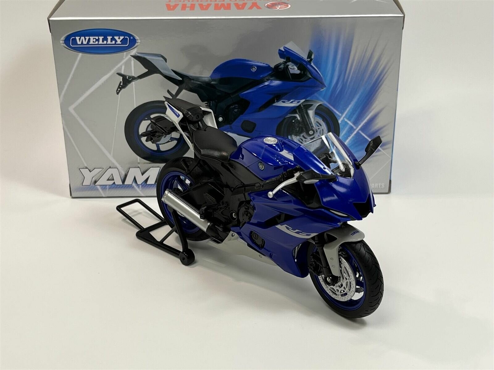 Мотоцикл Welly 1:12 Yamaha YZF-R6 синий - фото №7