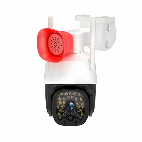 Охранная 3MP Wi-Fi беспроводная IP камера видеонаблюдения HD com Мод: K667-ASW3 (Q23589CS6) поворотная. Громкая звуковая сирена-сигнализация.