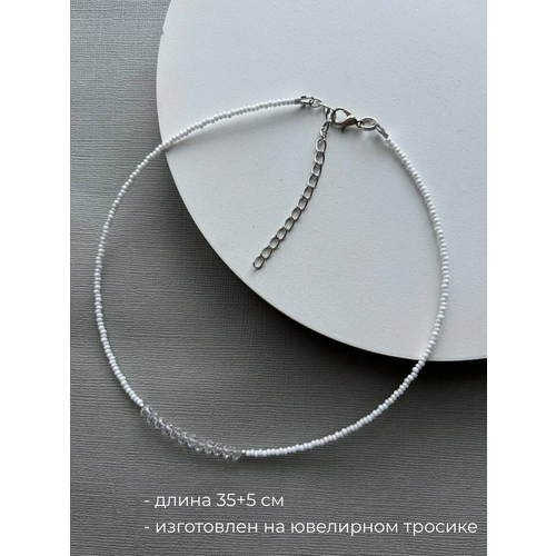 фото Чокер, бисер, длина 35 см., белый sofiaccessories