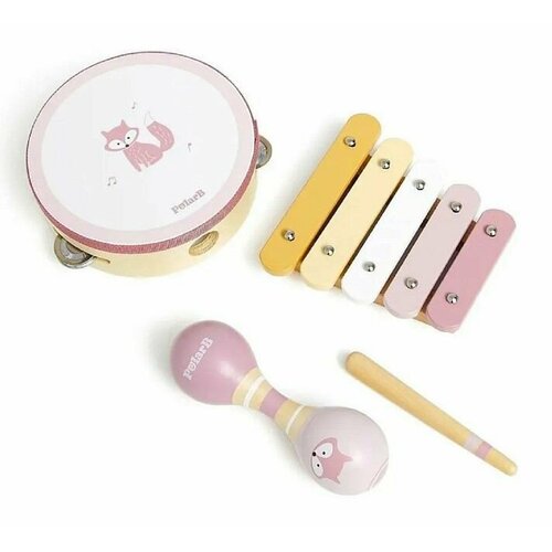 Viga Toys Музыкальная игрушка Набор инструментов Лисичка ( маракас, ксилофон, бубен) розовый