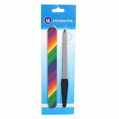 Маникюрный набор на блистере, 2 предмета «Ultramarine» (пилка металлическая и пилка наждачная радуга) пилка для ногтей наждачная в пакете ultramarine радуга прямая цвет микс 17 5 2