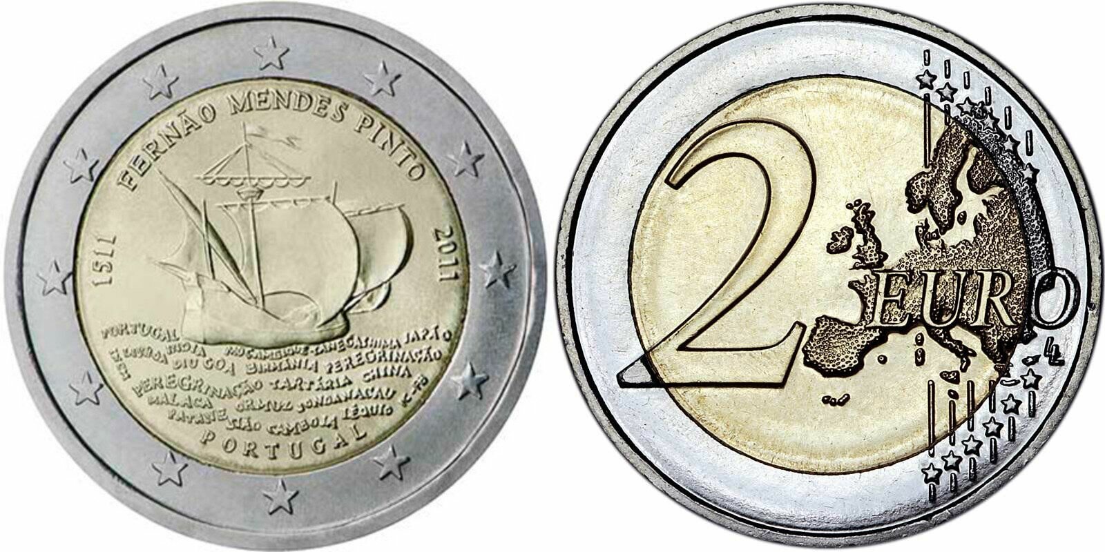 Португалия 2 евро, 2011 500 лет со дня рождения Фернана Мендеса Пинто UNC