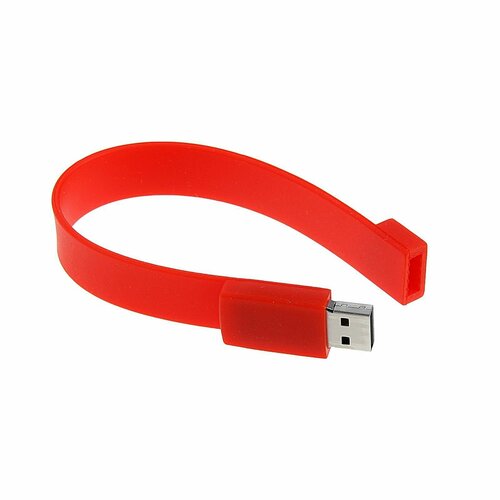 Флешка, 8 Гб, USB2.0, браслет из ПВХ, под шелкографию, красная