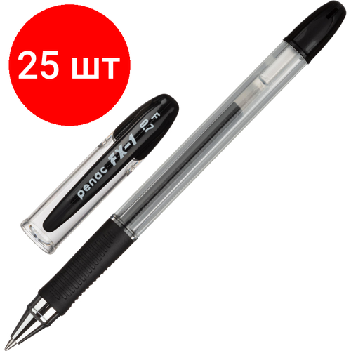 Комплект 25 штук, Ручка гелевая неавтомат. PENAC FX-1 0.7мм черная, манж, BA1903-06F ручка гелевая неавтоматическая penac fx 1 0 7мм черная ba1903 06f 12 шт