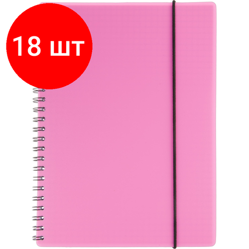 Комплект 18 штук, Бизнес-тетрадь Тетрадь Attache Neon А5 80л кл. спираль, обл. пластик, розовый