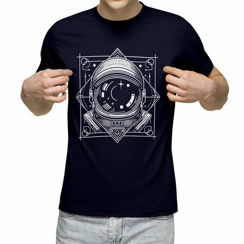 Футболка Us Basic, размер L, синий мужская футболка космонавт в космосе ловит пиццу m серый меланж