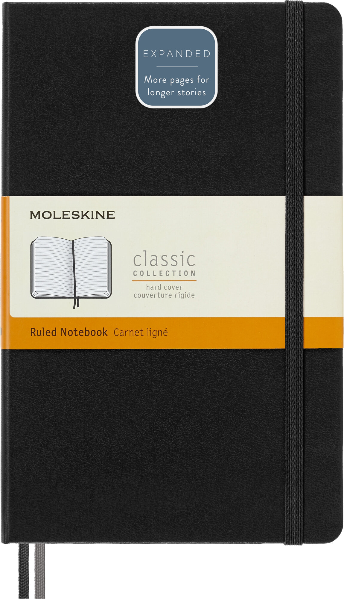 Блокнот Moleskine Classic Expended Large, в линейку, QP060EXP, черный 13 x 21 см, 200 листов