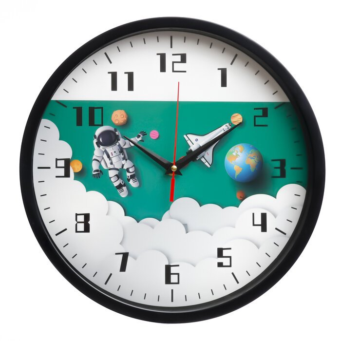 Детские настенные часы "Космонавт", плавный ход, d-30 см 9865973