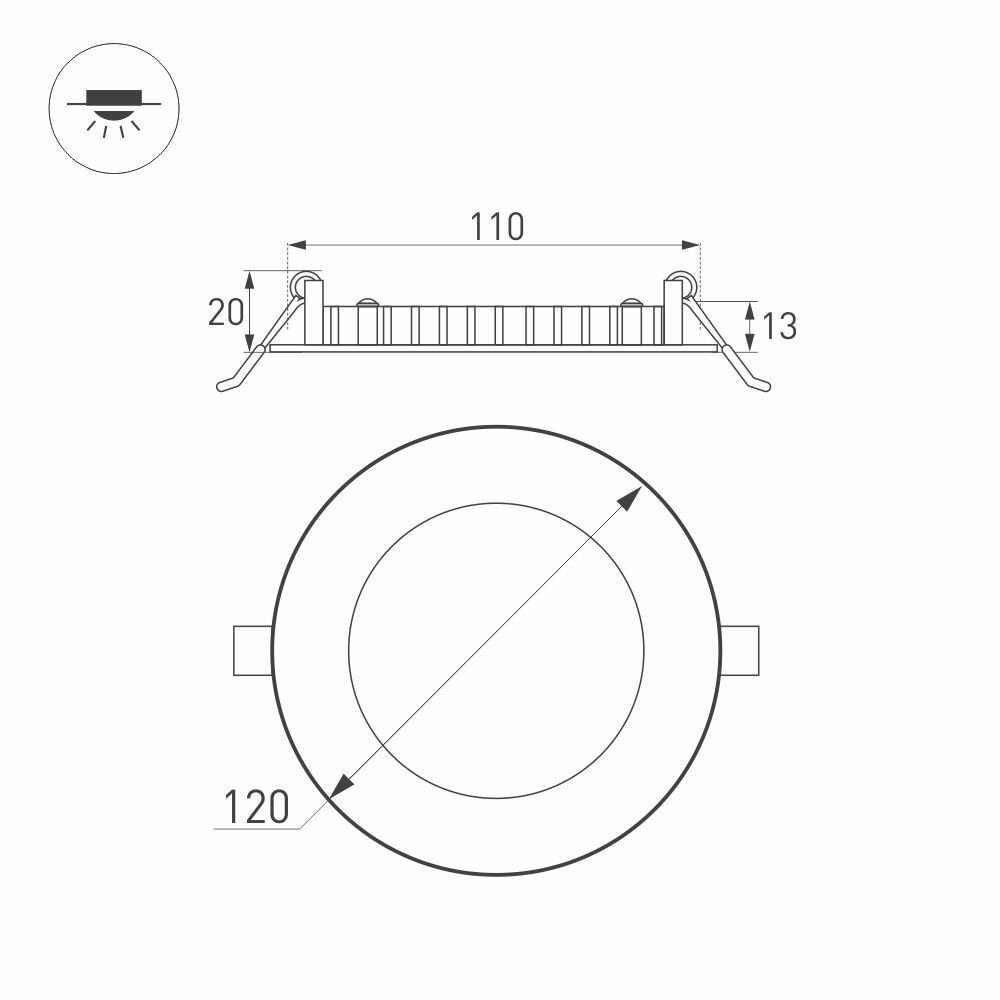 020107 Светильник DL-120M-9W Warm White (Arlight, IP40 Металл, 3 года)