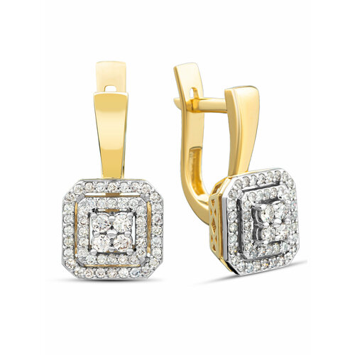 Серьги Gatamova, желтое золото, 585 проба, родирование, бриллиант