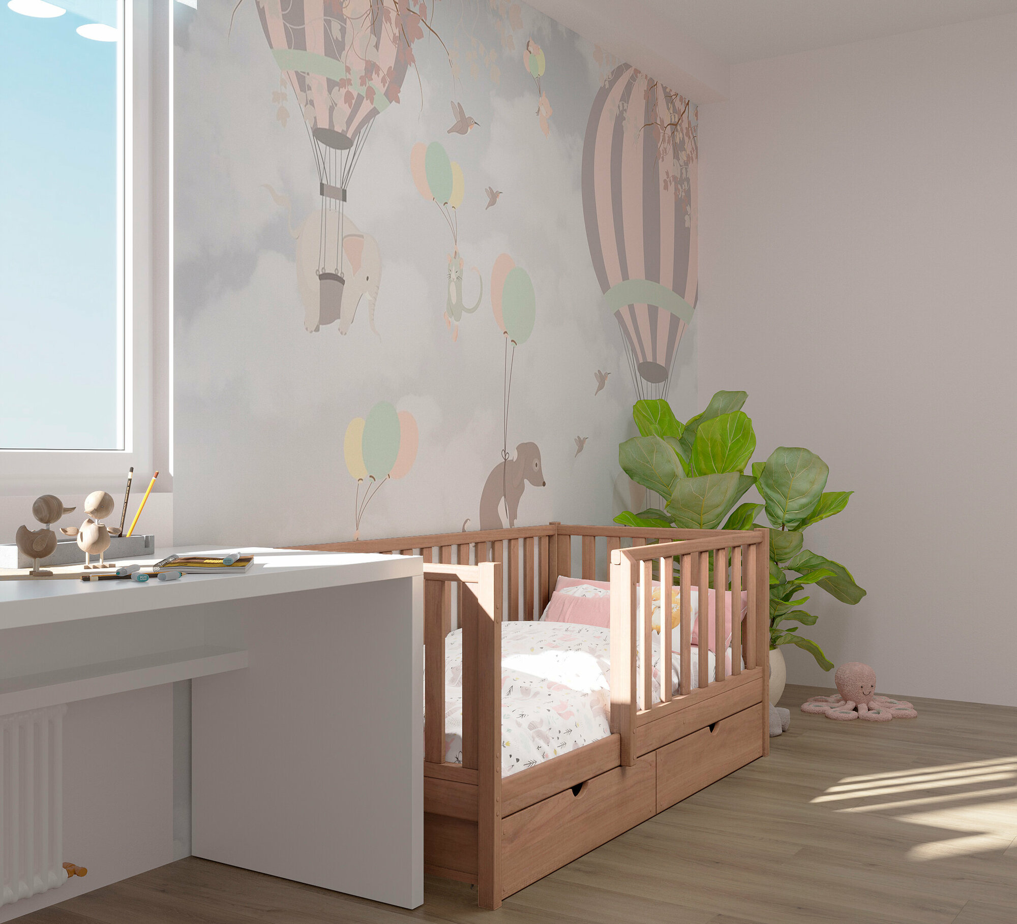 Кровать детская, подростковая "Соня", спальное место 160х80, в комплекте с выкатными ящиками, натуральный цвет, из массива