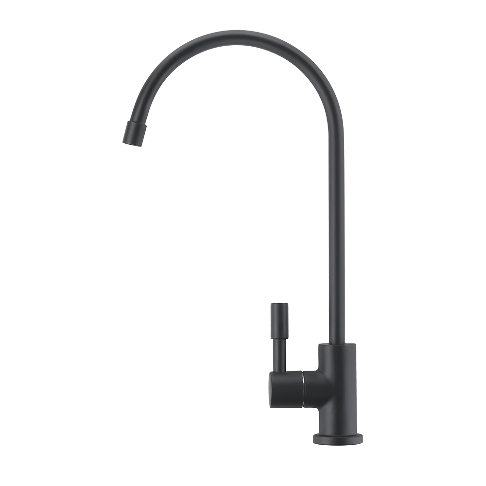 Кран для чистой воды (цвет - черный матовый) J-образный излив