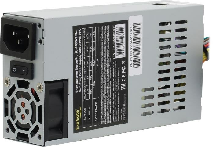 Блок питания Exegate EX264940RUS 400W, APFC, унив. для Flex1U, 24pin, 4pin,3xSATA, 2xIDE - фото №12