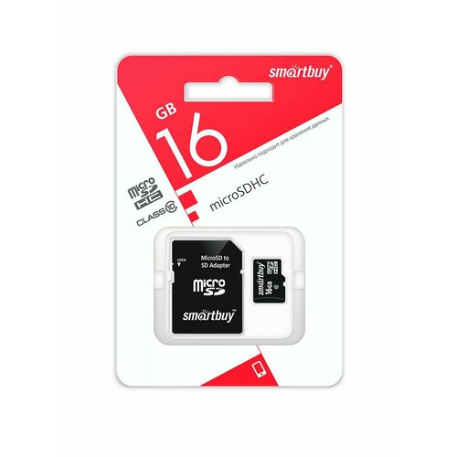 Карта памяти MICROSDHC16GB CLASS10 LE + адаптер карта памяти smartbuy microsdhc 16gb class10 le адаптер sb16gbsdcl10 01le