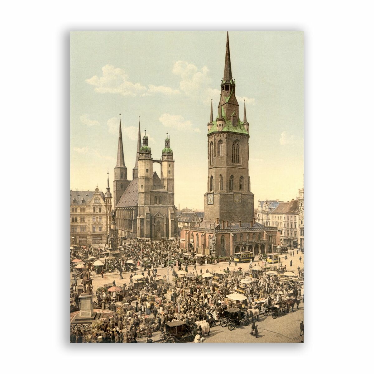 Постер, плакат на бумаге / The market place, Halle, German Saxony, Germany / Размер 30 x 40 см