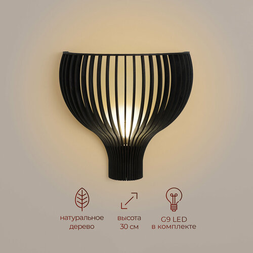 Бра - настенный светильник из дерева светодиодный черный 3250₽