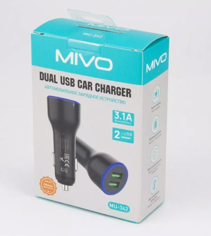 Автомобильное зарядное устройство MIVO MU-342/ 2 USB-порта