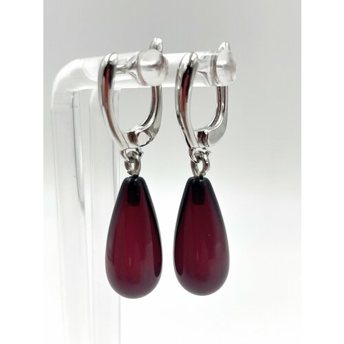 Серьги с подвесками AMBER Land, янтарь прессованный, вишневый