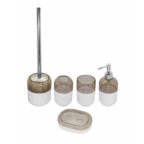 Набор для ванной (5 предметов), бело-прозрачный, артикул YS220081