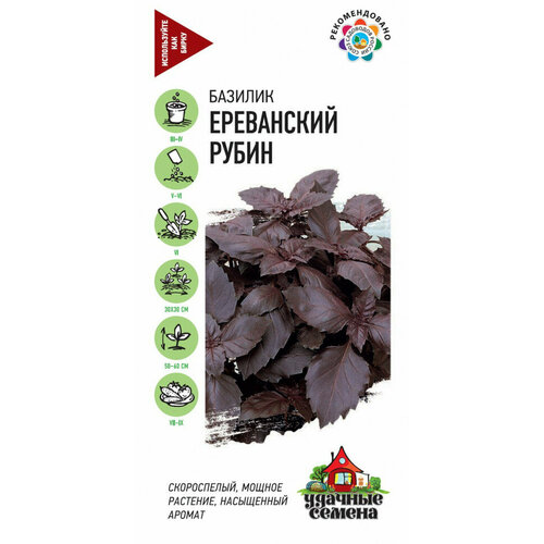 Семена Базилик Ереванский рубин, 0,1г, Удачные семена, 10 пакетиков