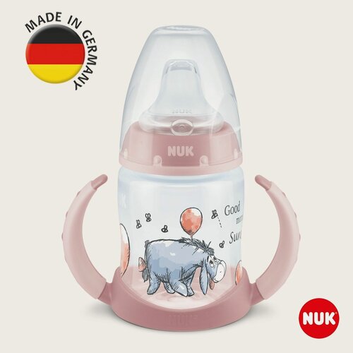 Изображение товара NUK FIRST CHOICE Бутылочка обучающая из полипропилена с индикатором температуры, 150 мл с насадкой из силикона и ручками