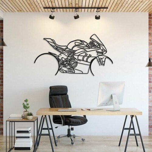 Декоративное панно деревянное, Мотоцикл (черный цвет)