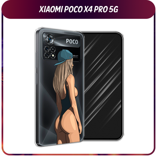 Силиконовый чехол на Xiaomi Poco X4 Pro 5G / Поко X4 Про 5G Девушка в черном купальнике, прозрачный силиконовый чехол на xiaomi poco x4 pro 5g поко x4 про 5g терпение и труд